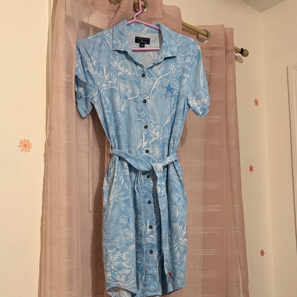 Margaritaville Dallas Cowboys linen Light Blue Tropical Mini Dress